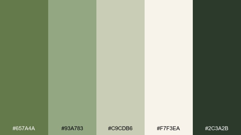 eucalyptus studio green khaki color palette with hex codes