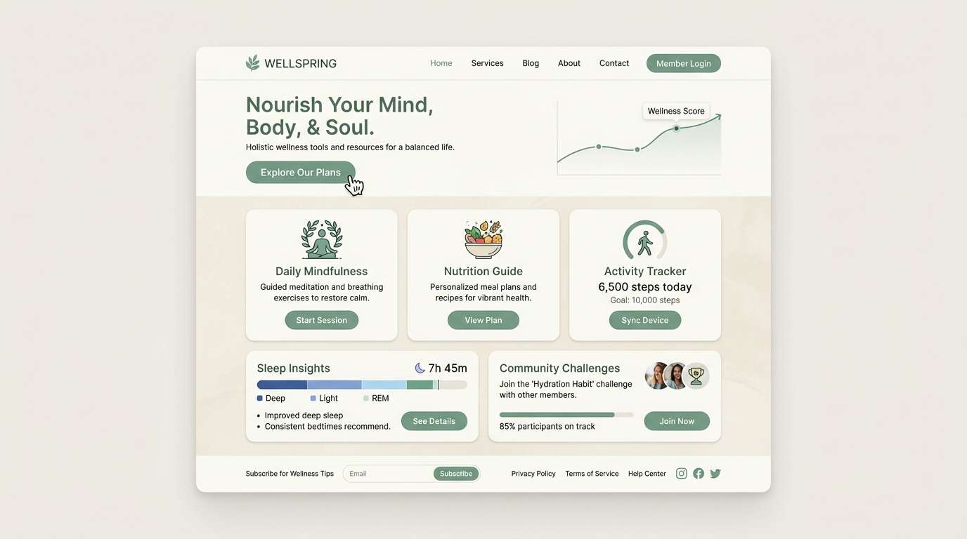 eucalyptus wellness ui mockup