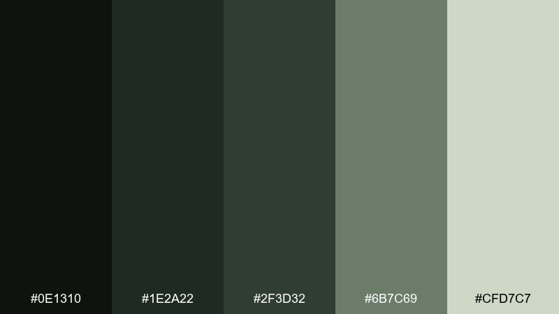 evening ivy graveyard color palette with hex codes