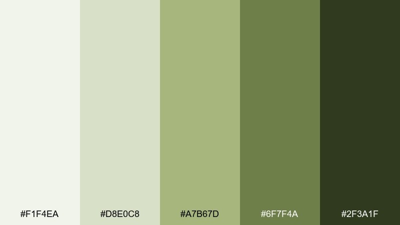 evening matcha zen color palette with hex codes
