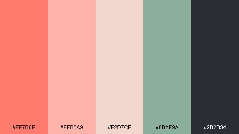evening melon melon color palette with hex codes