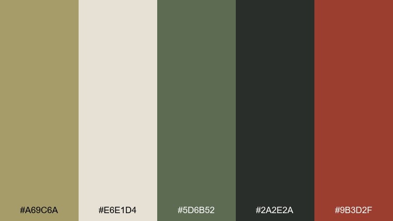 evening olive noir color palette with hex codes