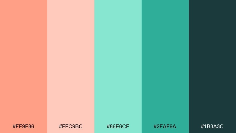 evening peach mint peach mint color palette with hex codes
