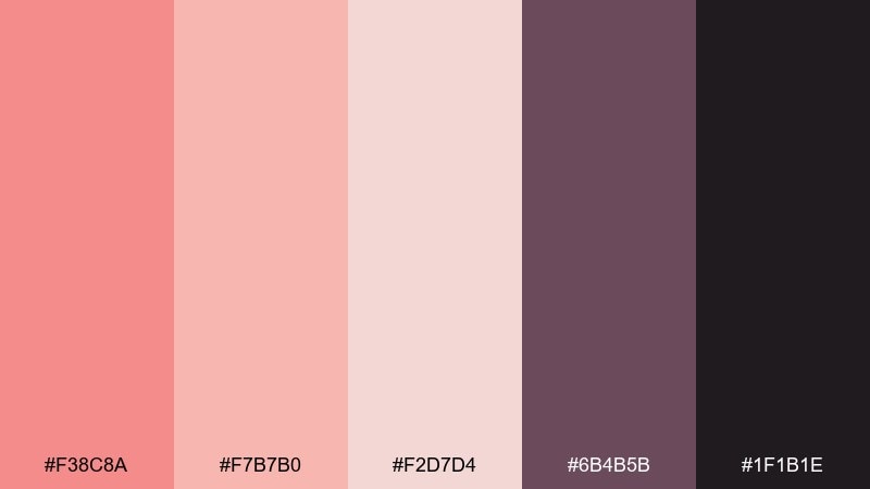 evening rosé salmon peach color palette with hex codes