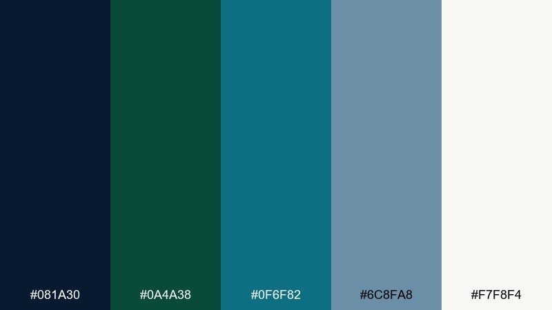 evergreen bay contrast color palette with hex codes