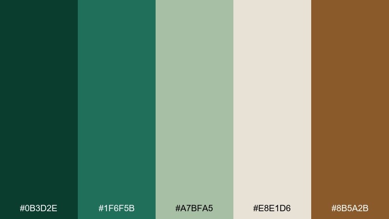 evergreen cabin color palette with hex codes