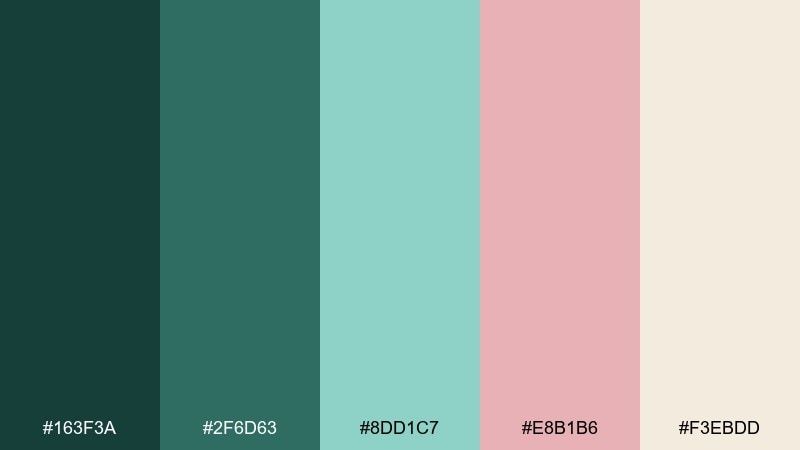 evergreen drapes sleeping beauty color palette with hex codes