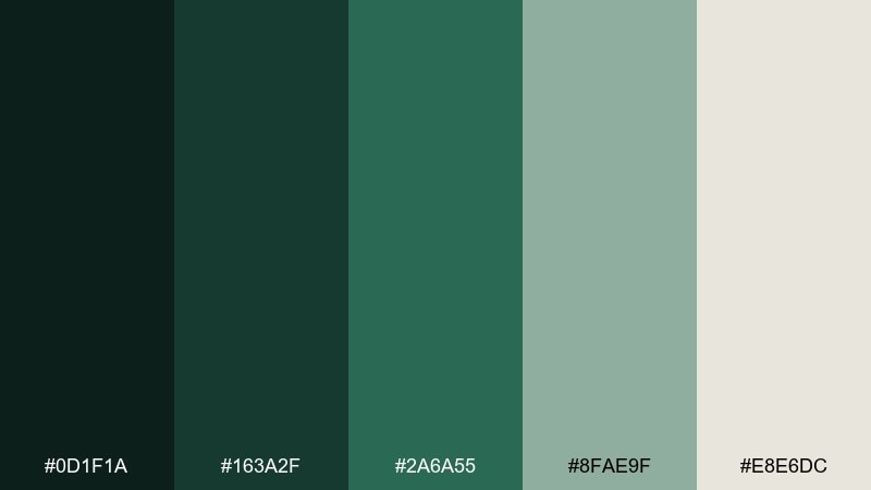 evergreen ink forest color palette with hex codes