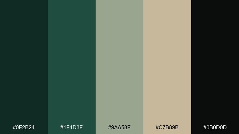 evergreen ink woodland color palette with hex codes