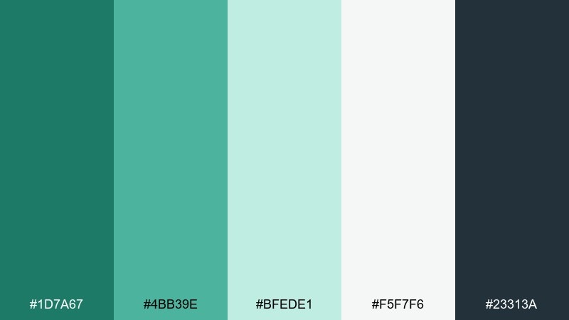 evergreen mist sea green color combination with hex codes