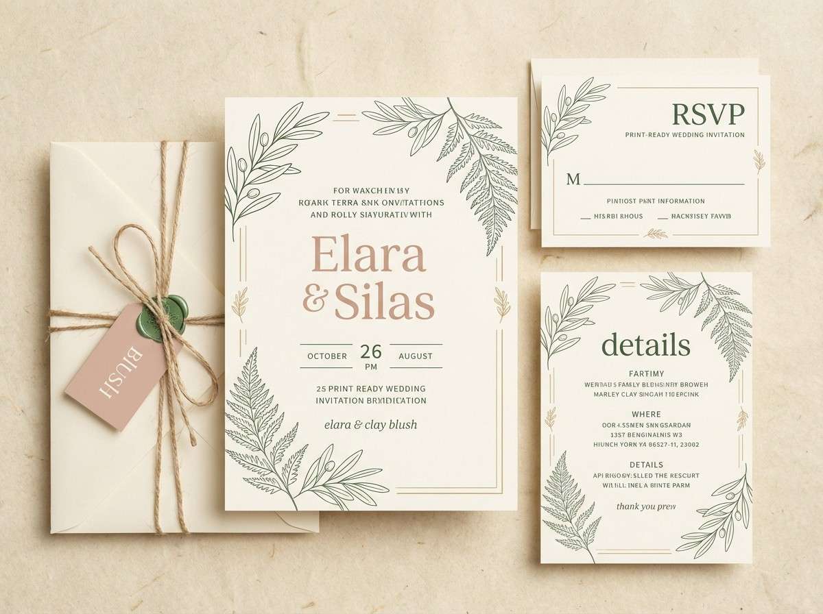 woodland wedding invitation suite