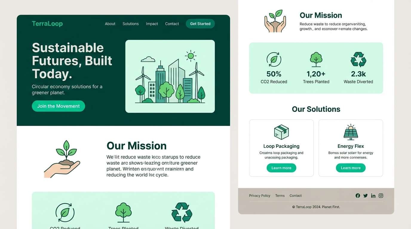 eco landing page in emerald