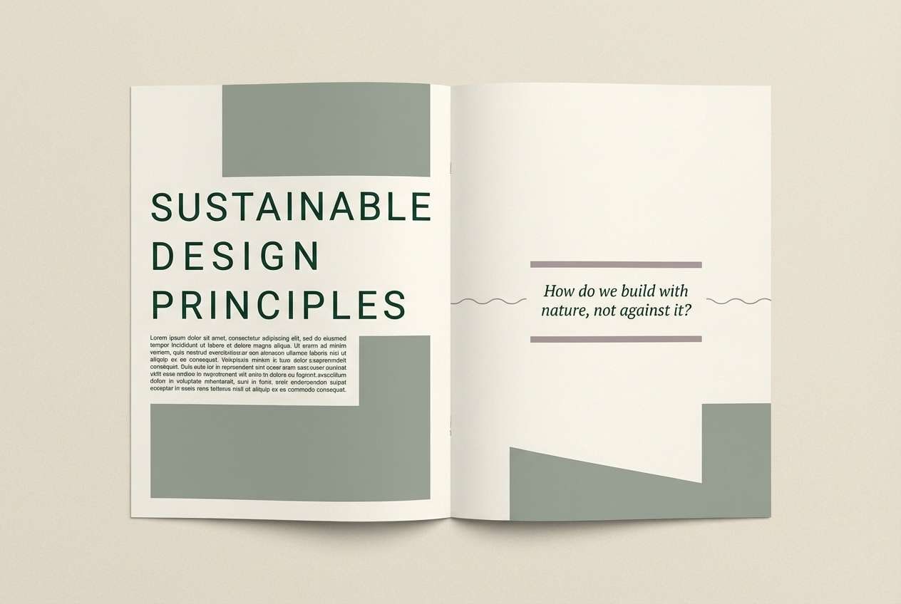 editorial spread in sage tones