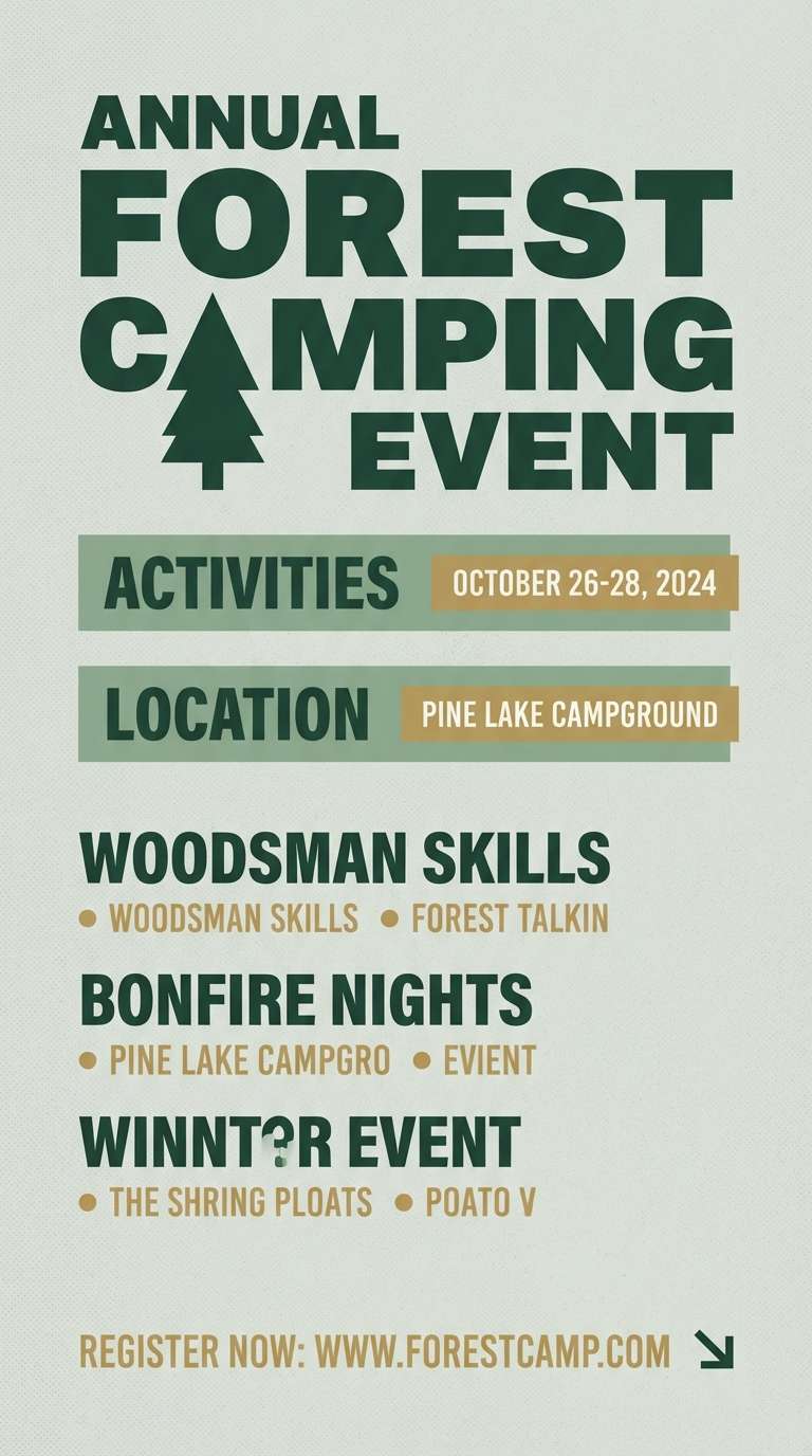 camping flyer in pine greens
