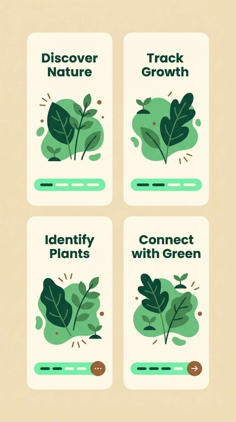 onboarding screens in fern greens