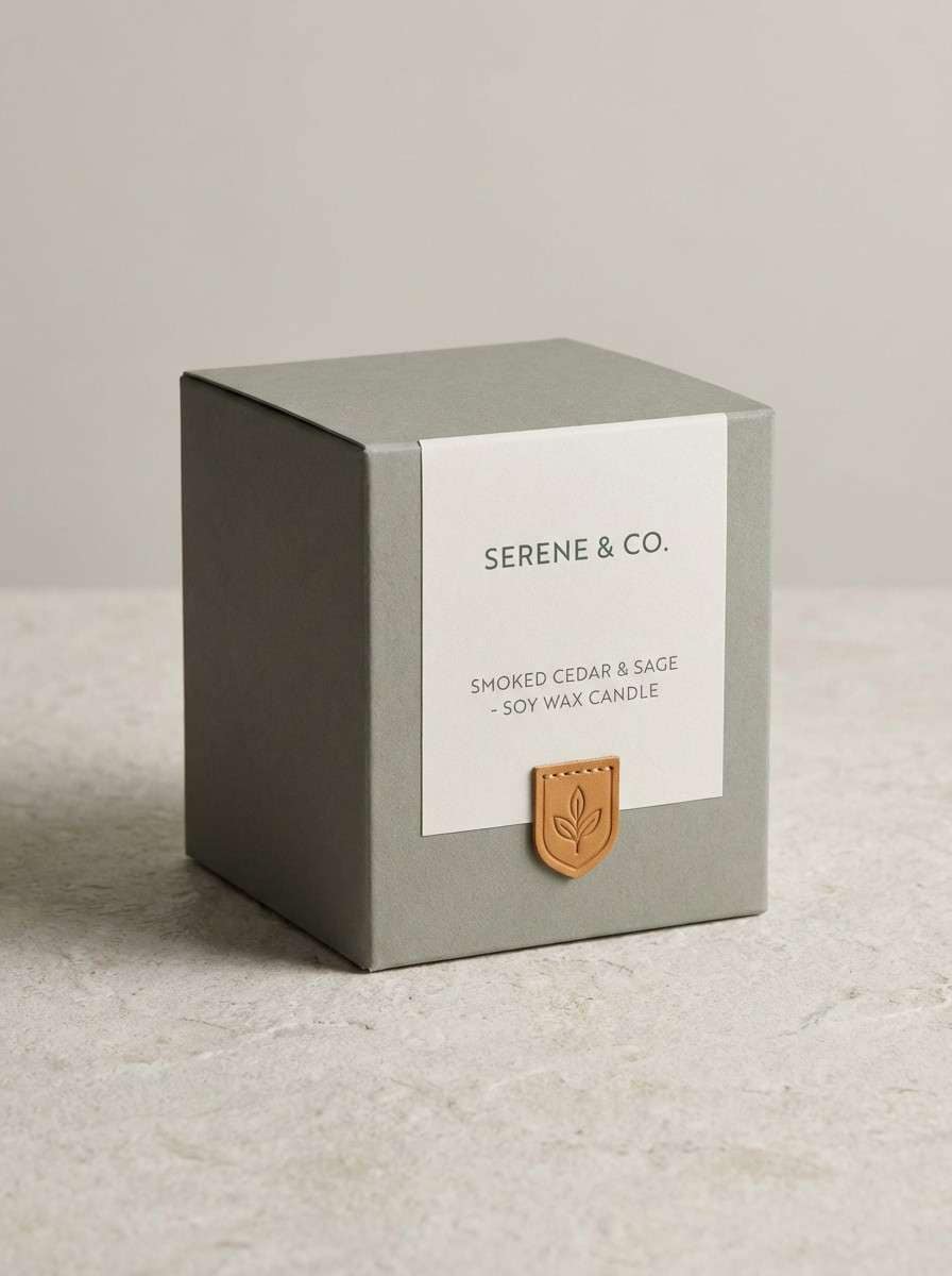 premium candle packaging in smoky tones