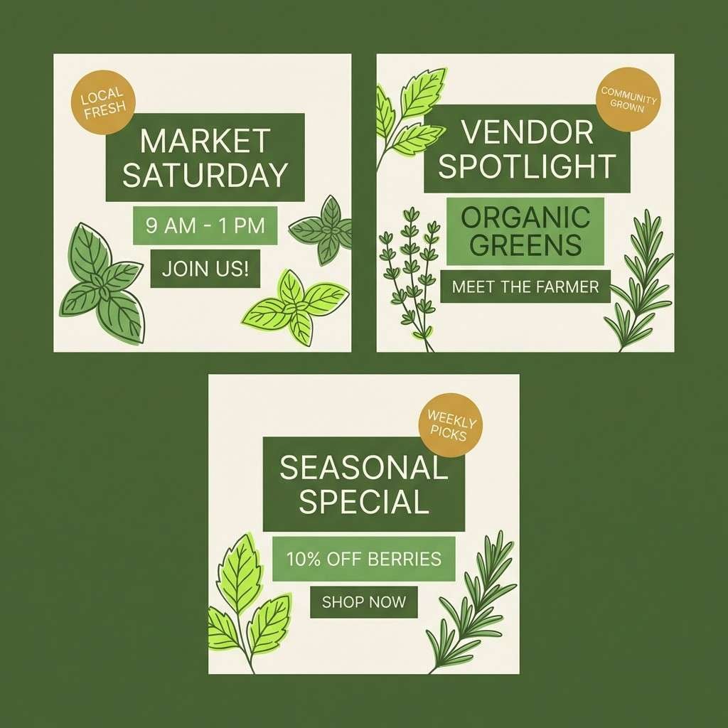 farmers market posts in green
