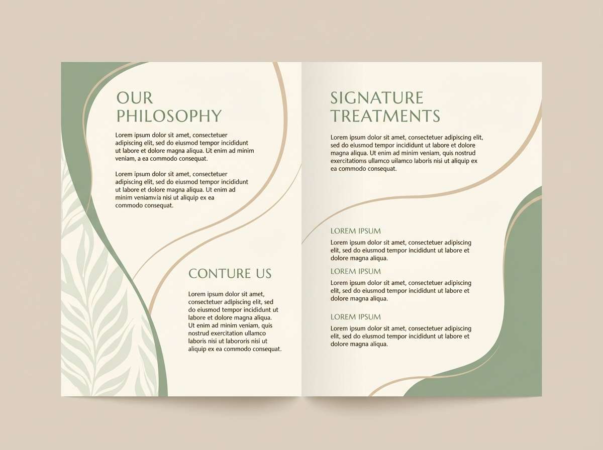 spa brochure in sage greens