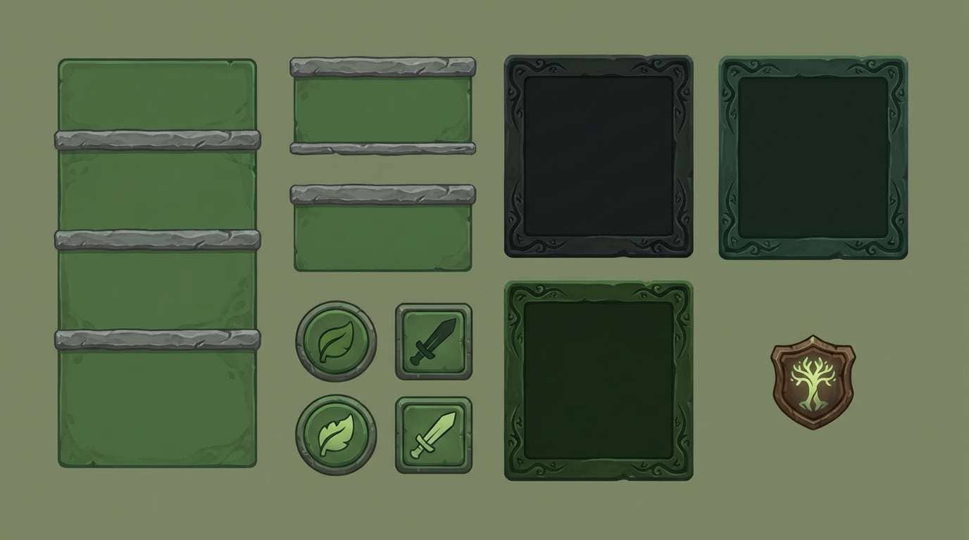 fantasy ui in deep greens