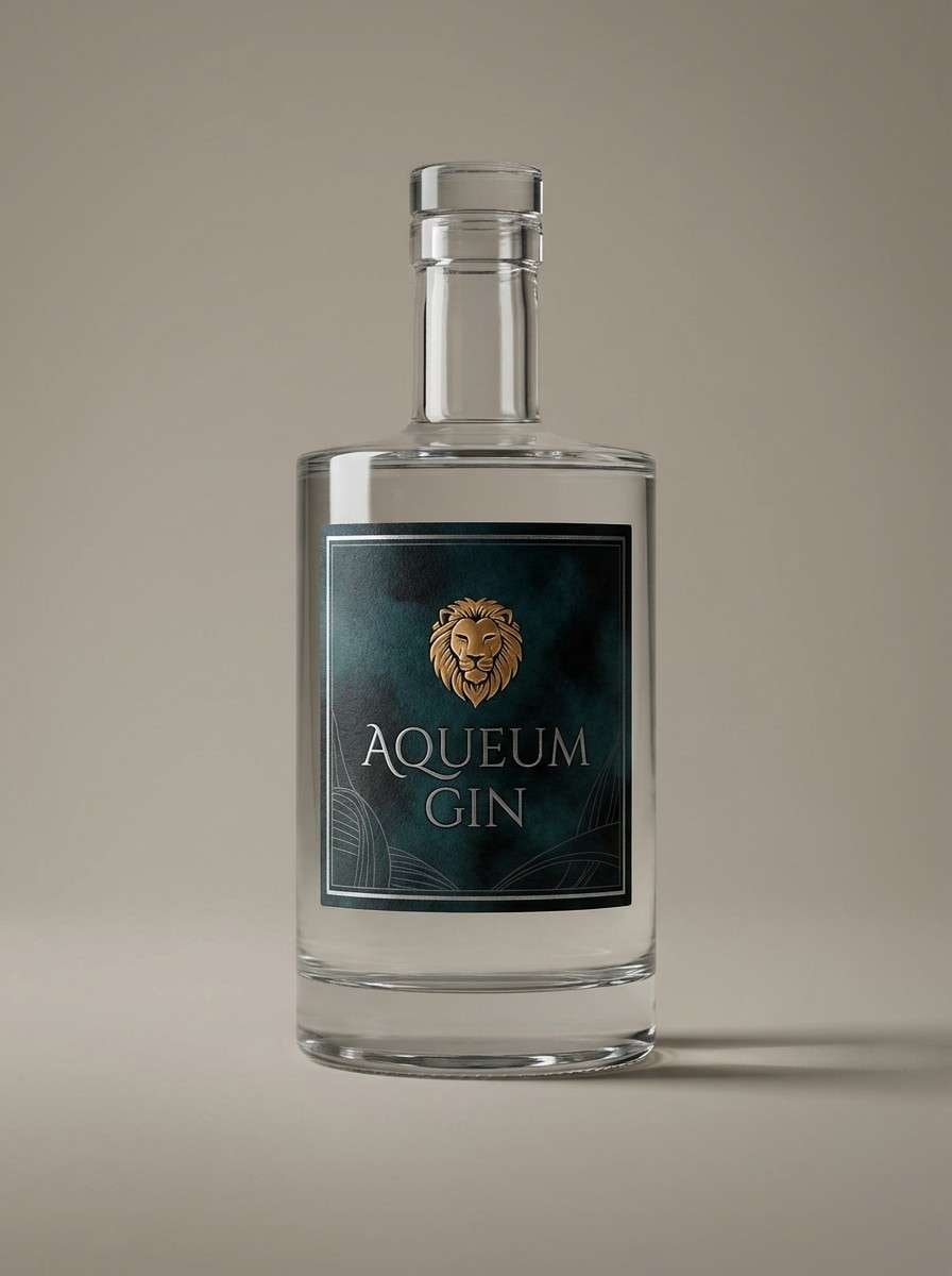 luxury gin label in teal
