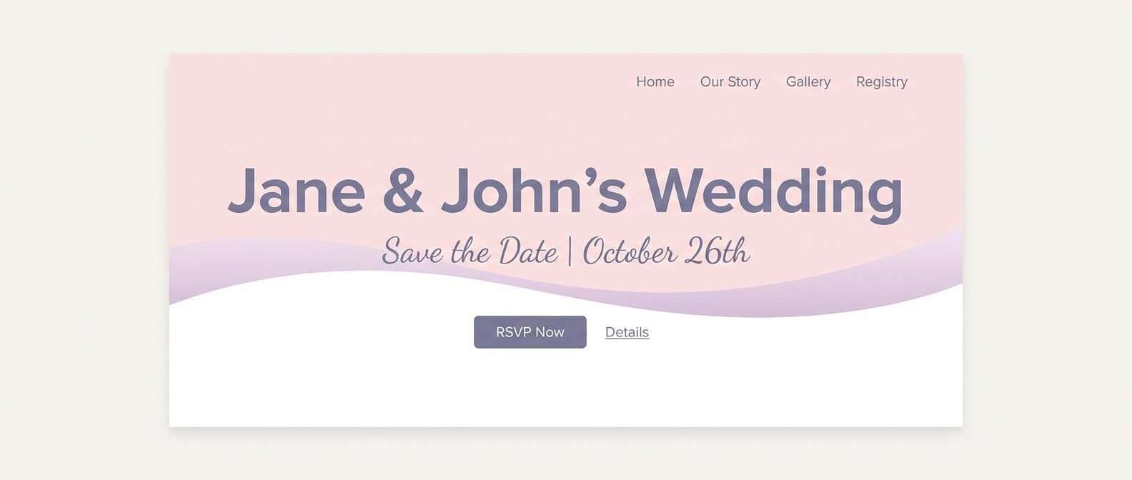 wedding website hero ui