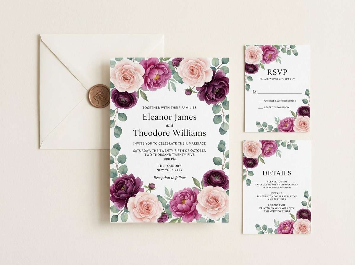 romantic wedding invitation layout