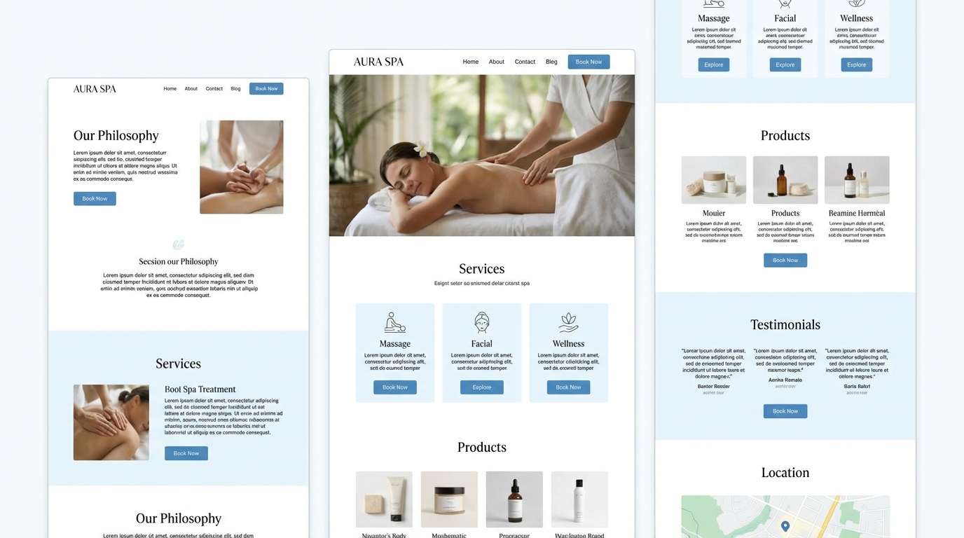 serene spa landing ui