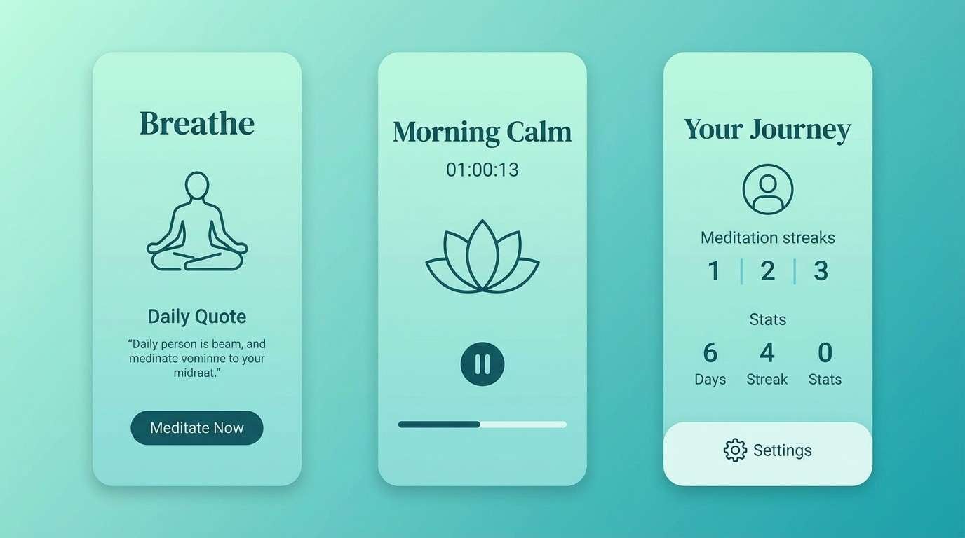 teal meditation app ui