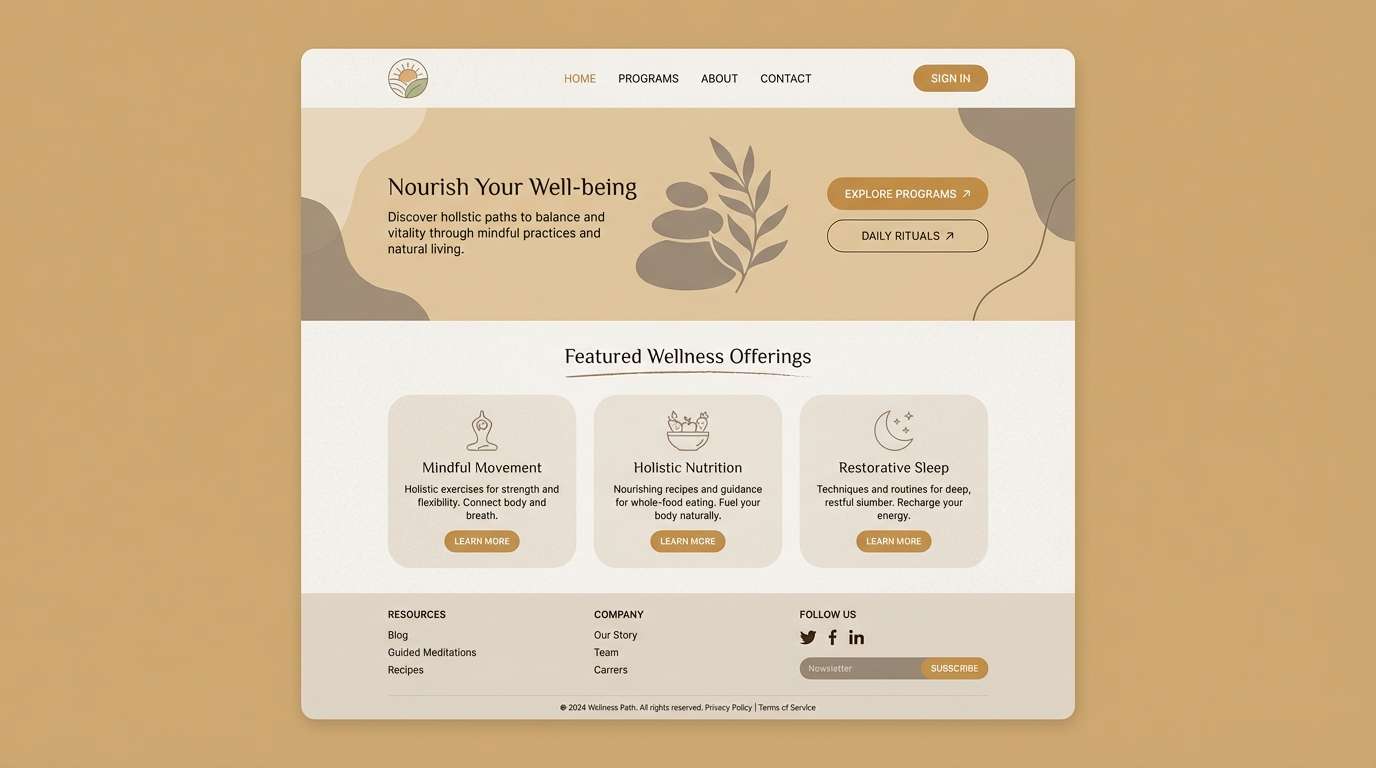 wellness landing page ui
