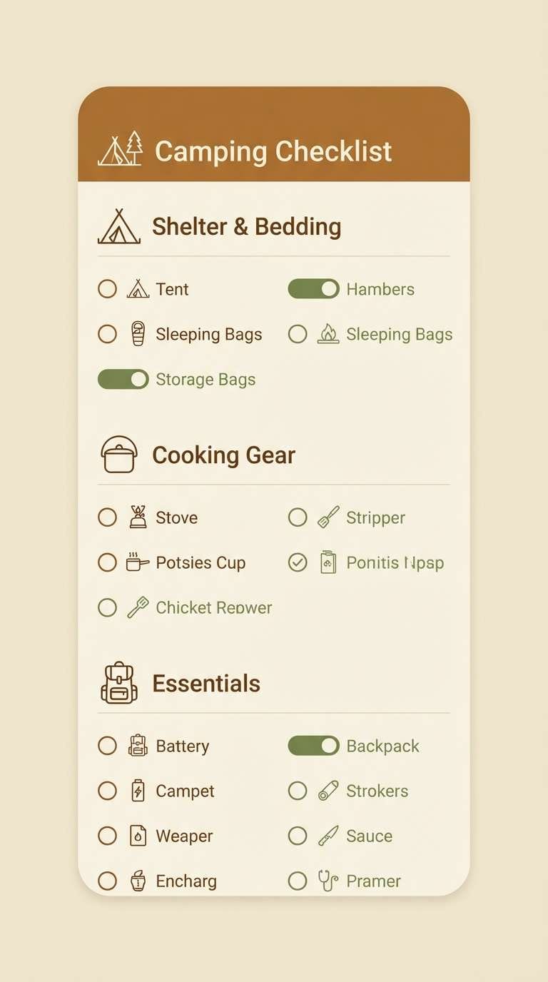camping checklist ui