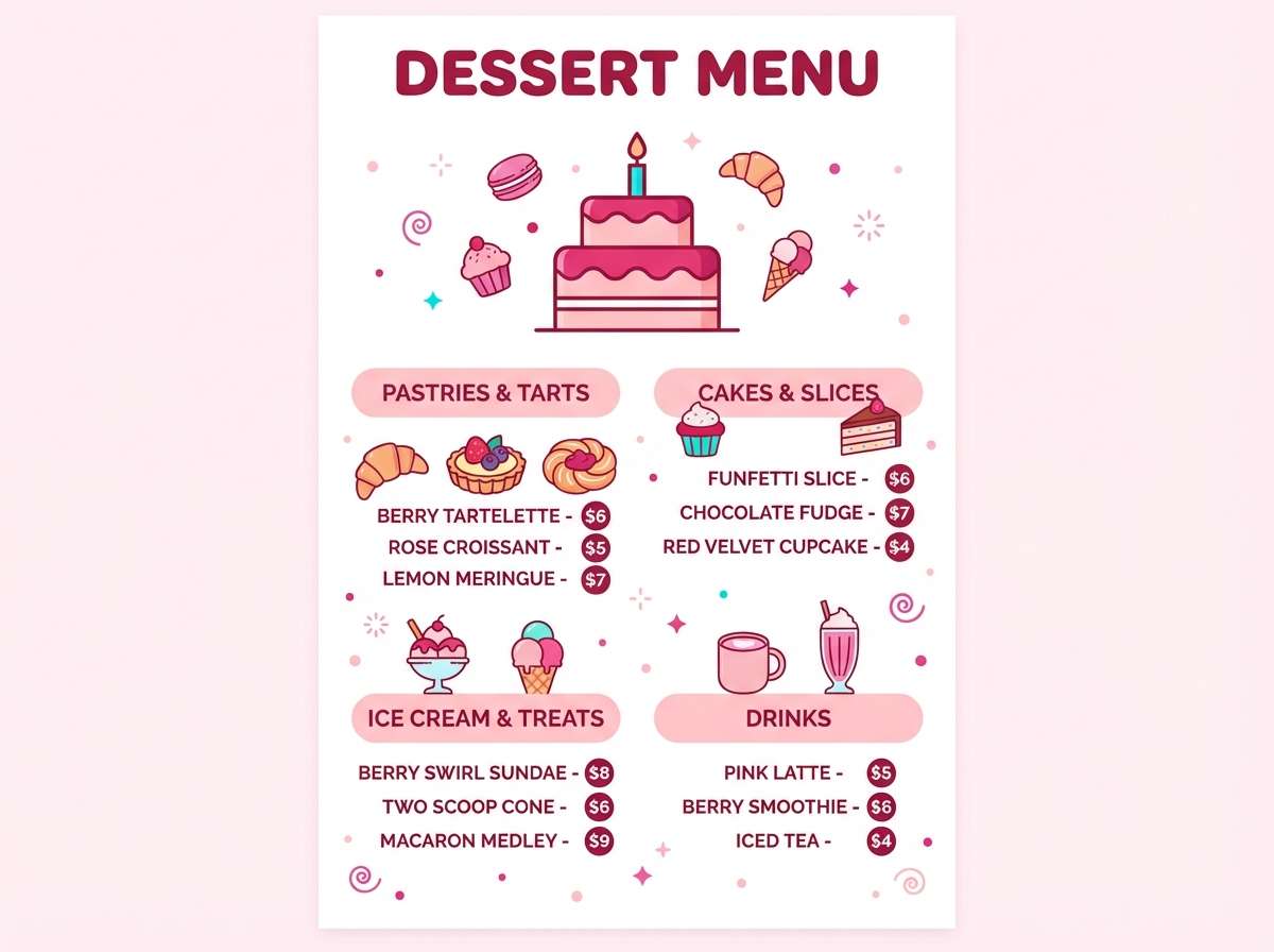 dessert menu design