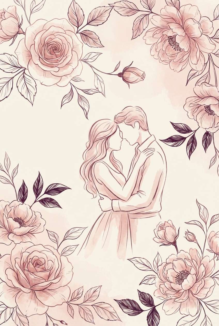 romance cover in rose tones
