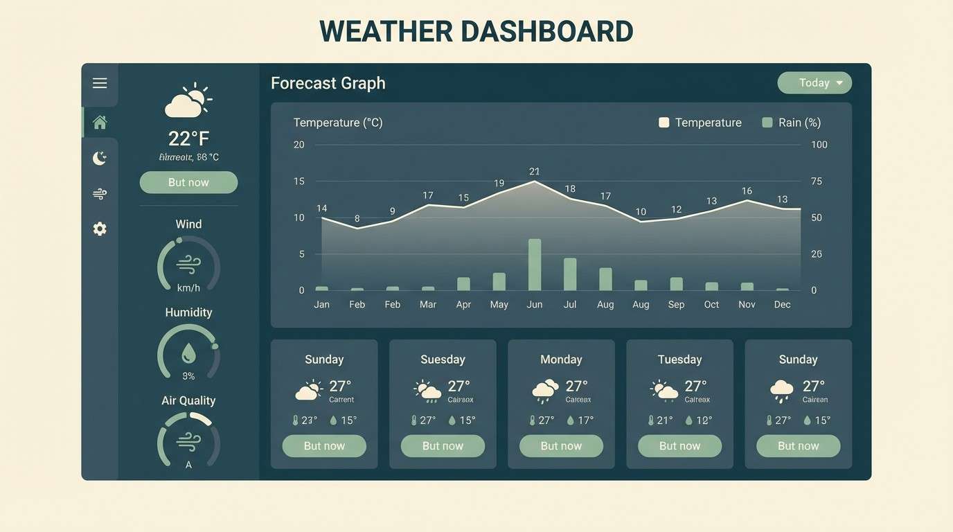 teal weather dashboard ui