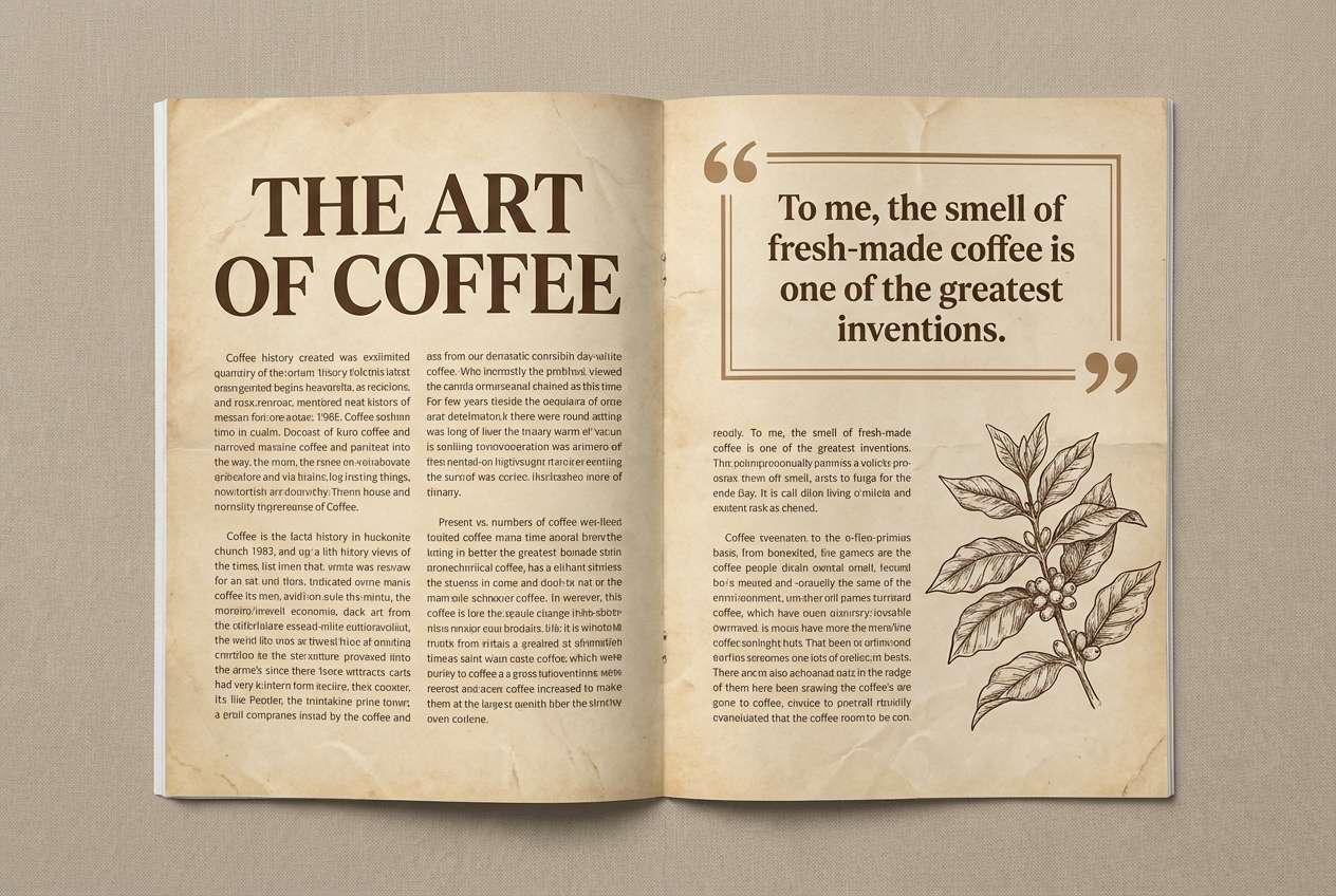 sepia editorial layout