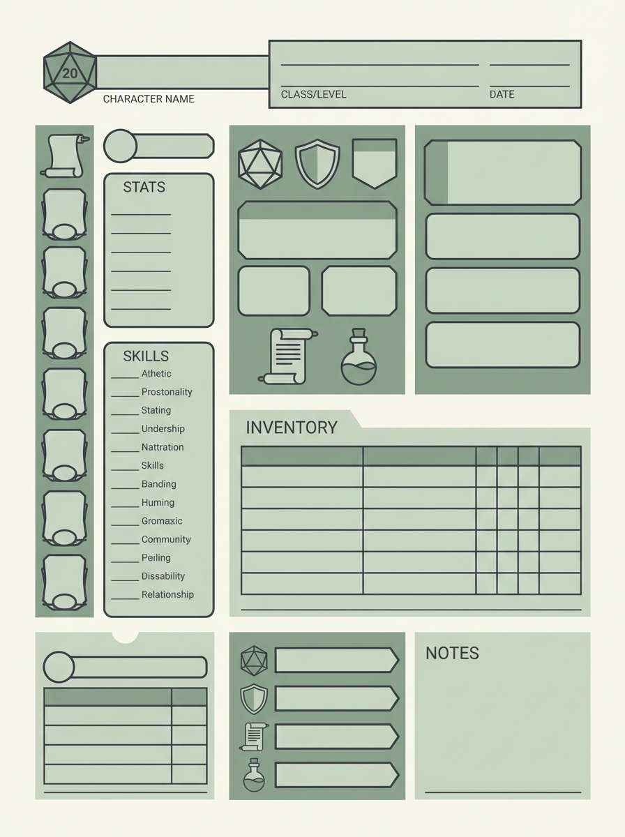 rpg character sheet layout