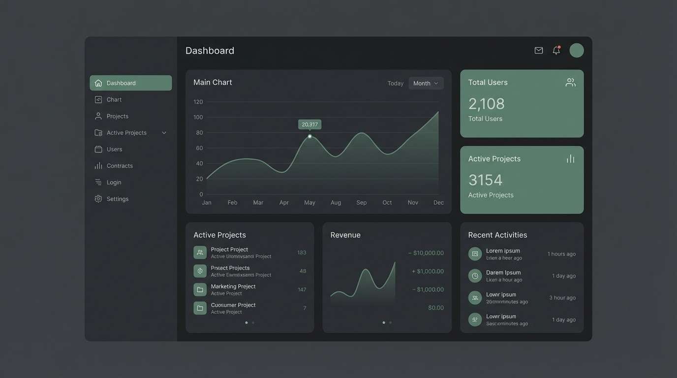 dark dashboard ui