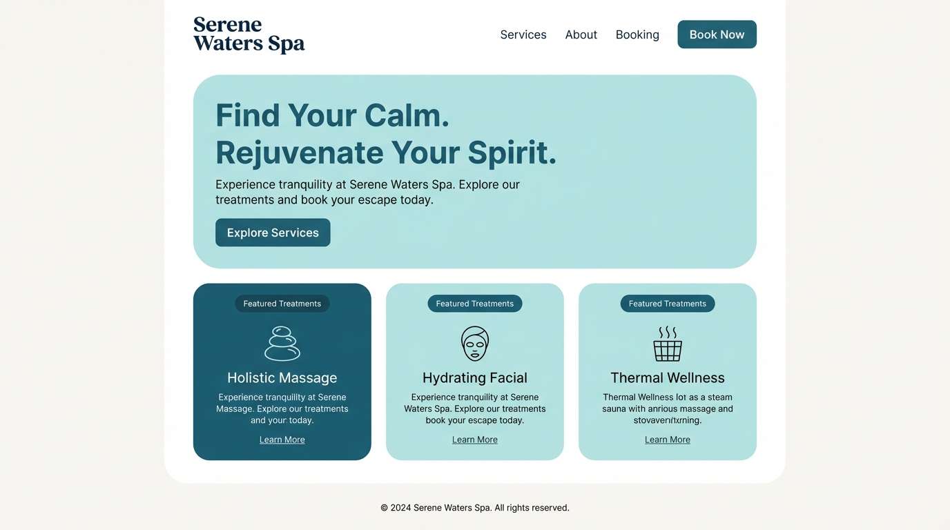 teal spa landing ui
