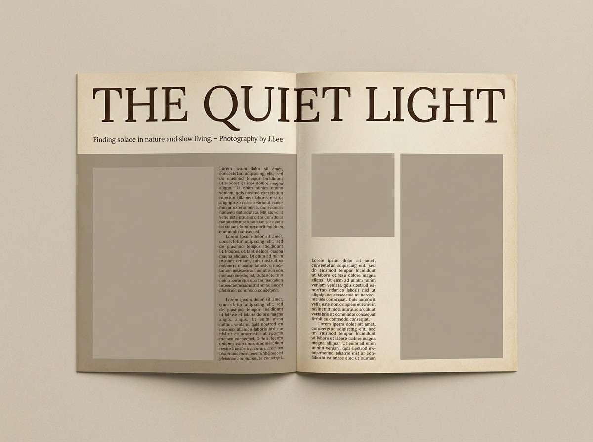 earthy magazine spread layout