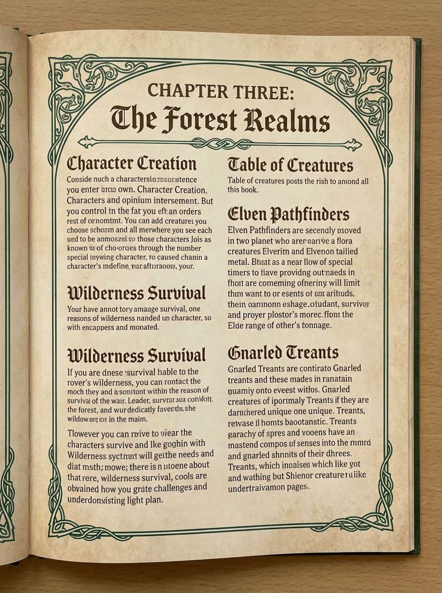 fantasy rulebook page layout