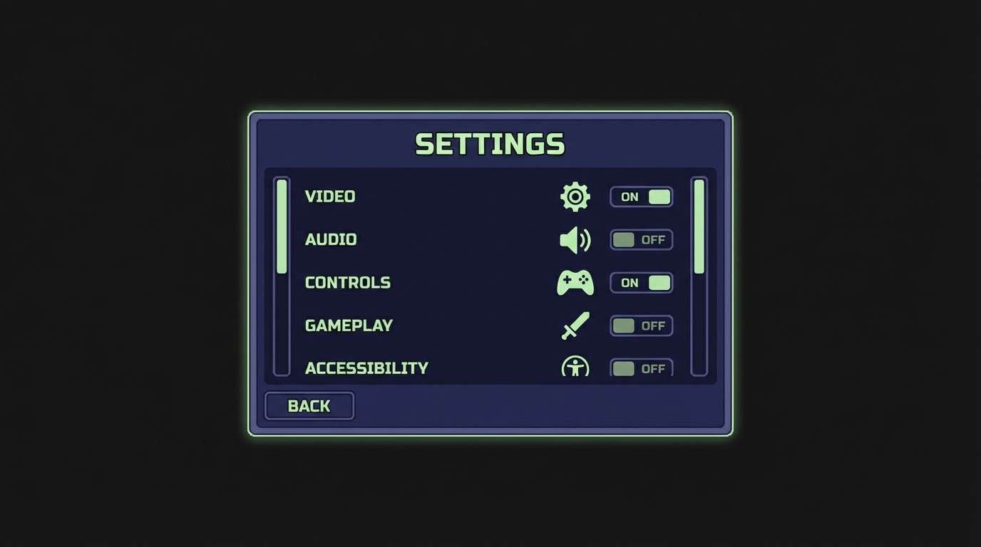 dark game settings ui