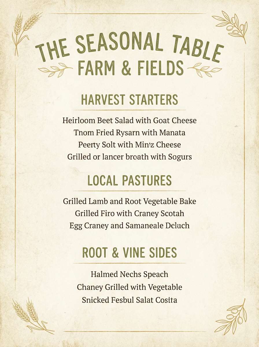 rustic olive menu design