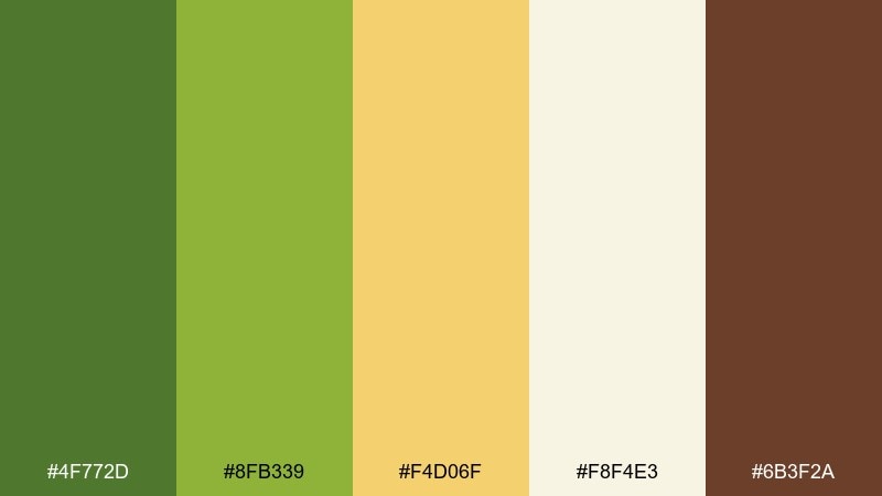 farmers market poster sap green color palette with hex codes