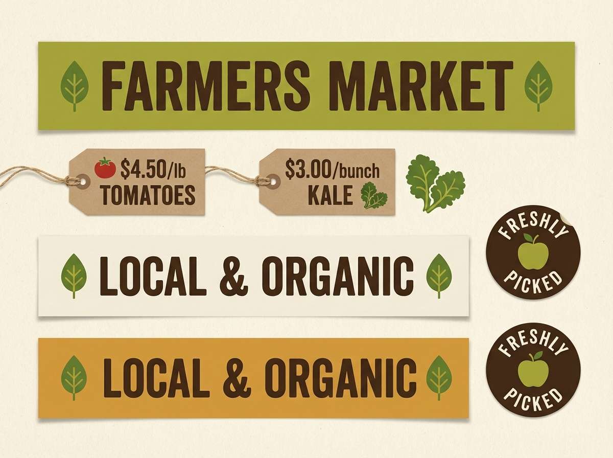 farmers market signs