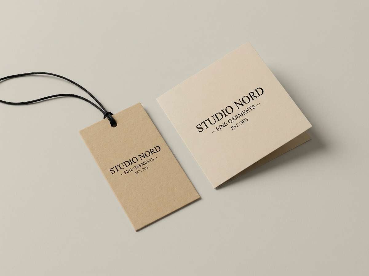 fashion hang tag in beige