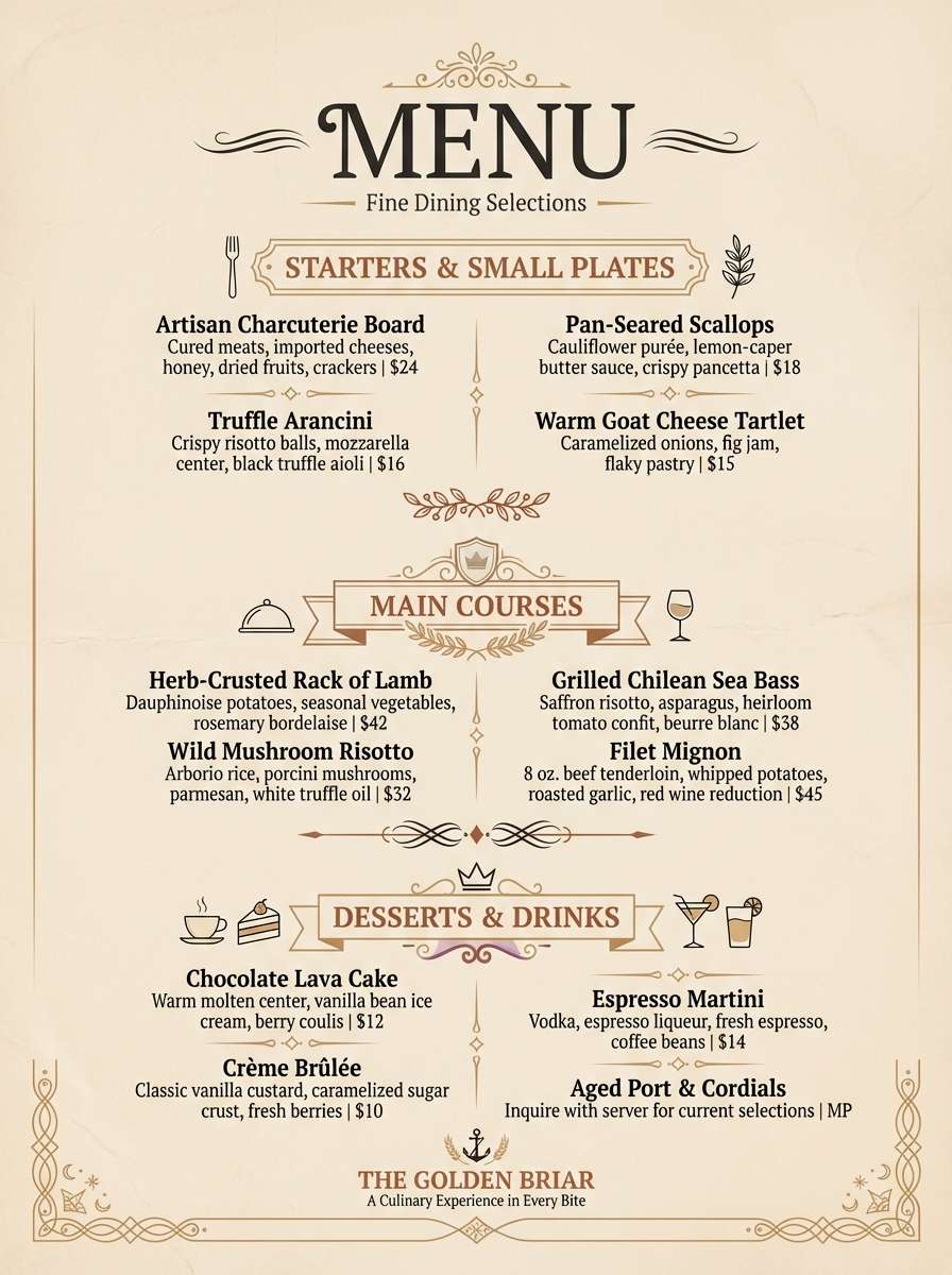 warm cafe menu poster