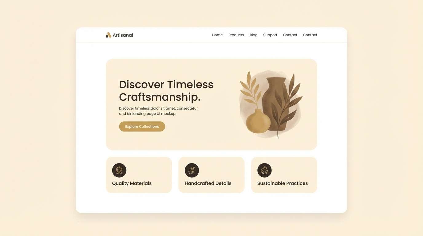 warm minimal landing ui