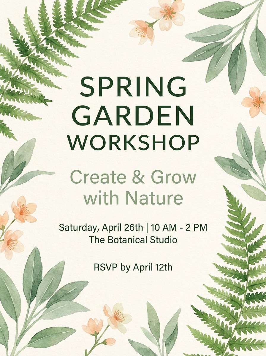spring workshop invitation card