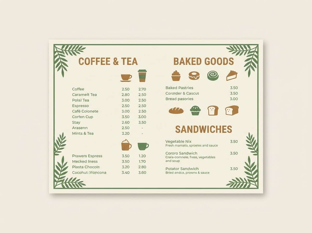 cafe menu flat design