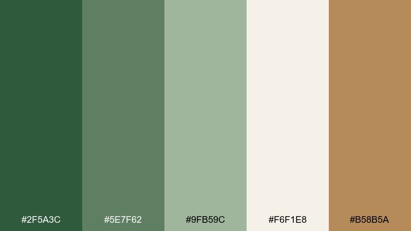 fern frond & cream fern color palette with hex codes