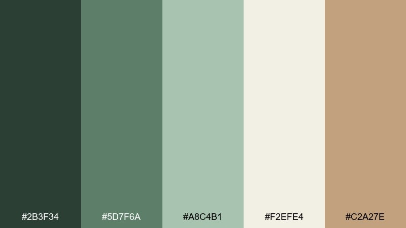 fern mist fairy forest color palette with hex codes
